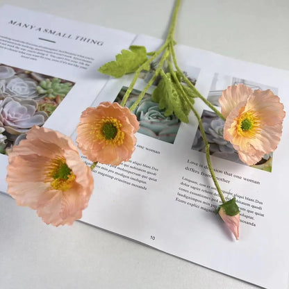 Artificial Poppy Flowers, Orange pink