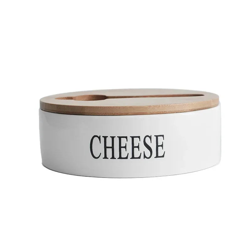 700ML Ceramic Butter Container with Knife, center view