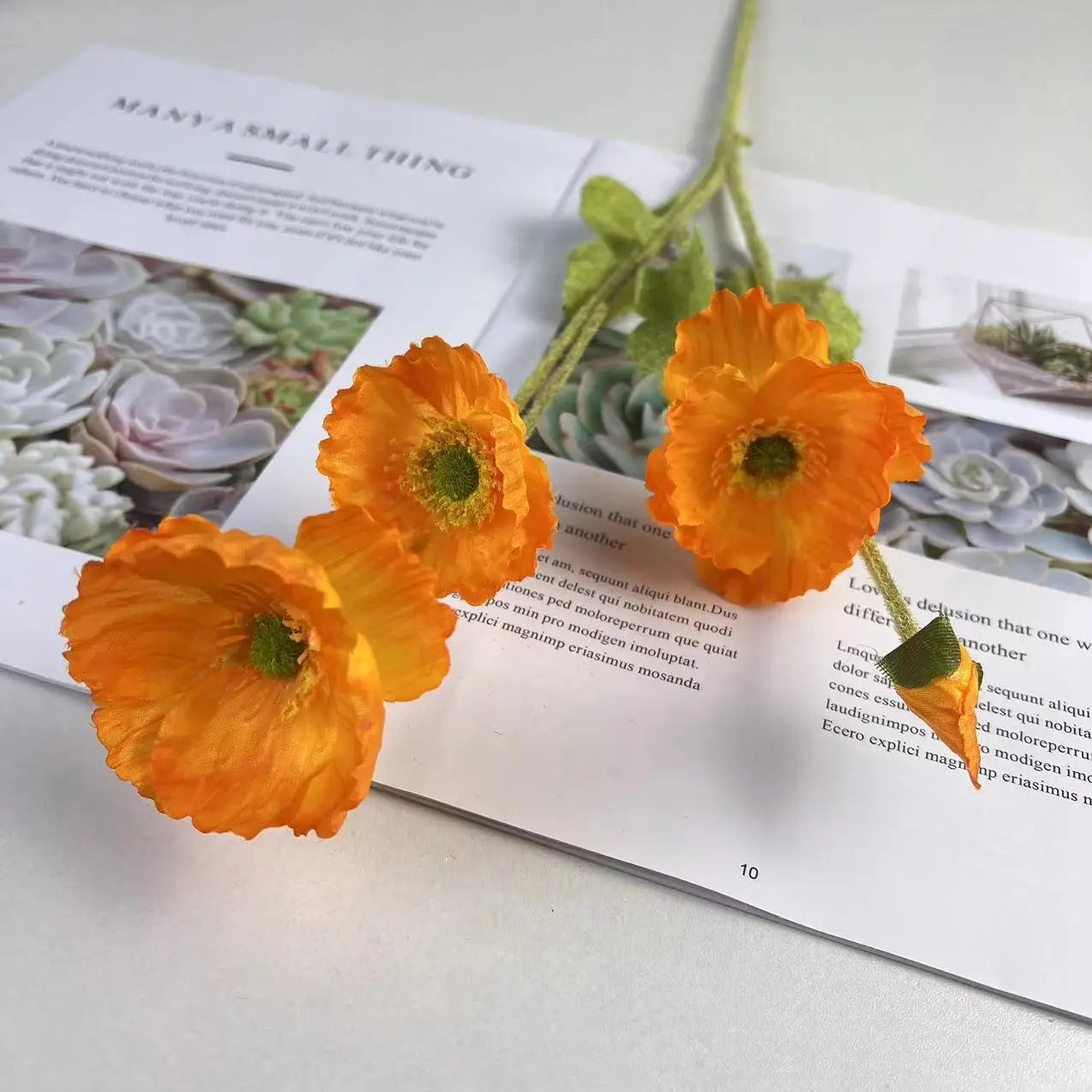 Artificial Poppy Flowers, Orange 