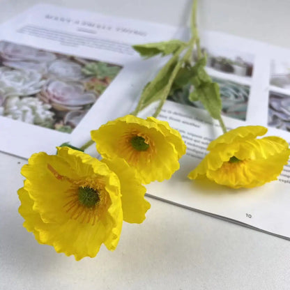 Artificial Poppy Flowers, Yellow