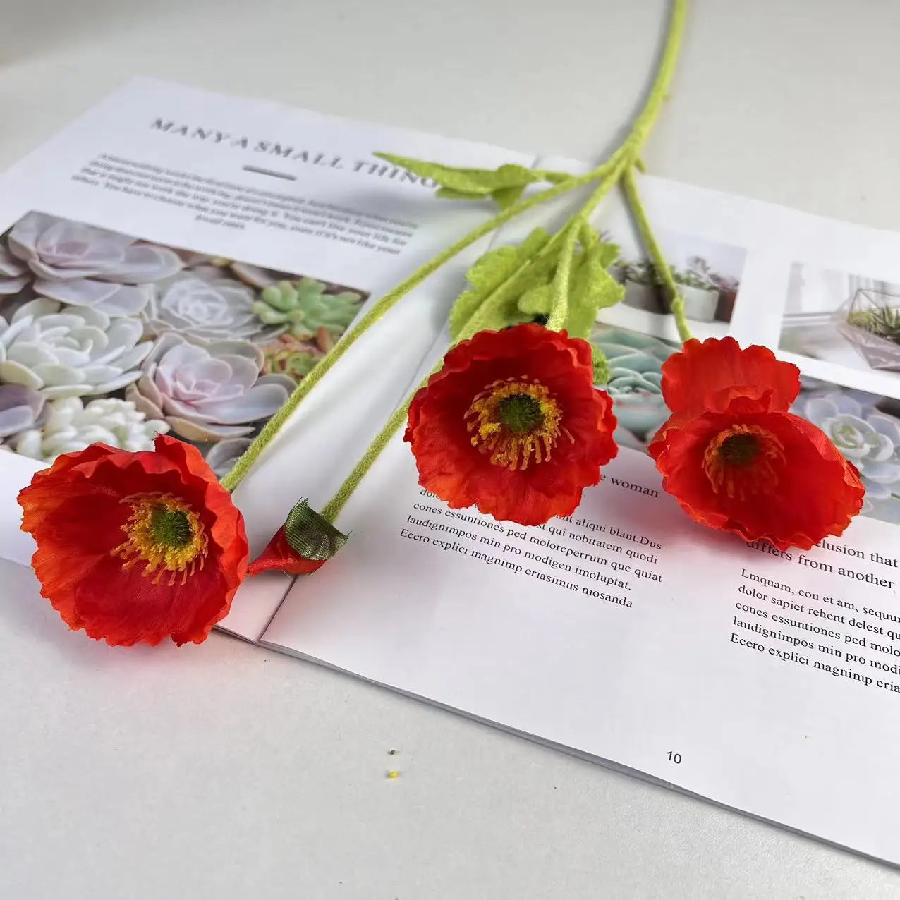 Artificial Poppy Flowers, Red