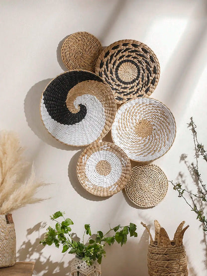 6-Piece Boho Hand-Woven Wall Basket Set