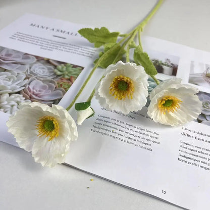 Artificial Poppy Flowers, White