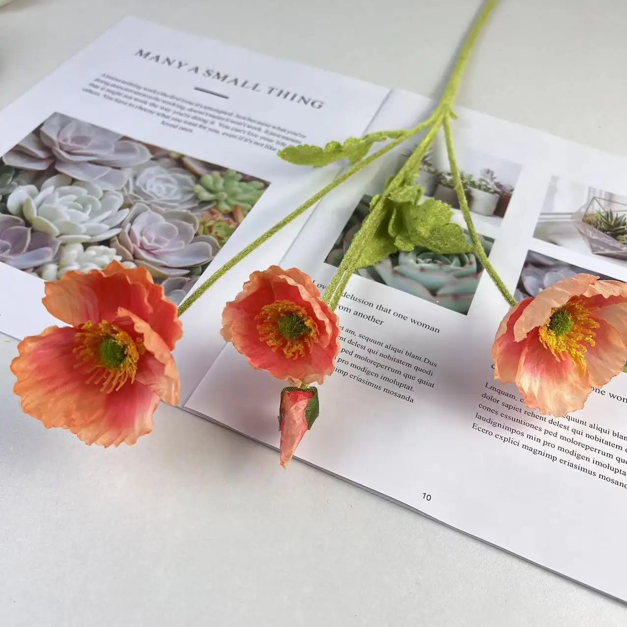 Artificial Poppy Flowers, Light red