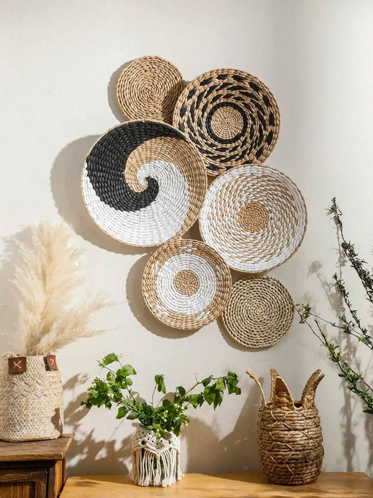 6-Piece Boho Hand-Woven Wall Basket Set