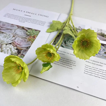 Artificial Poppy Flowers, Green