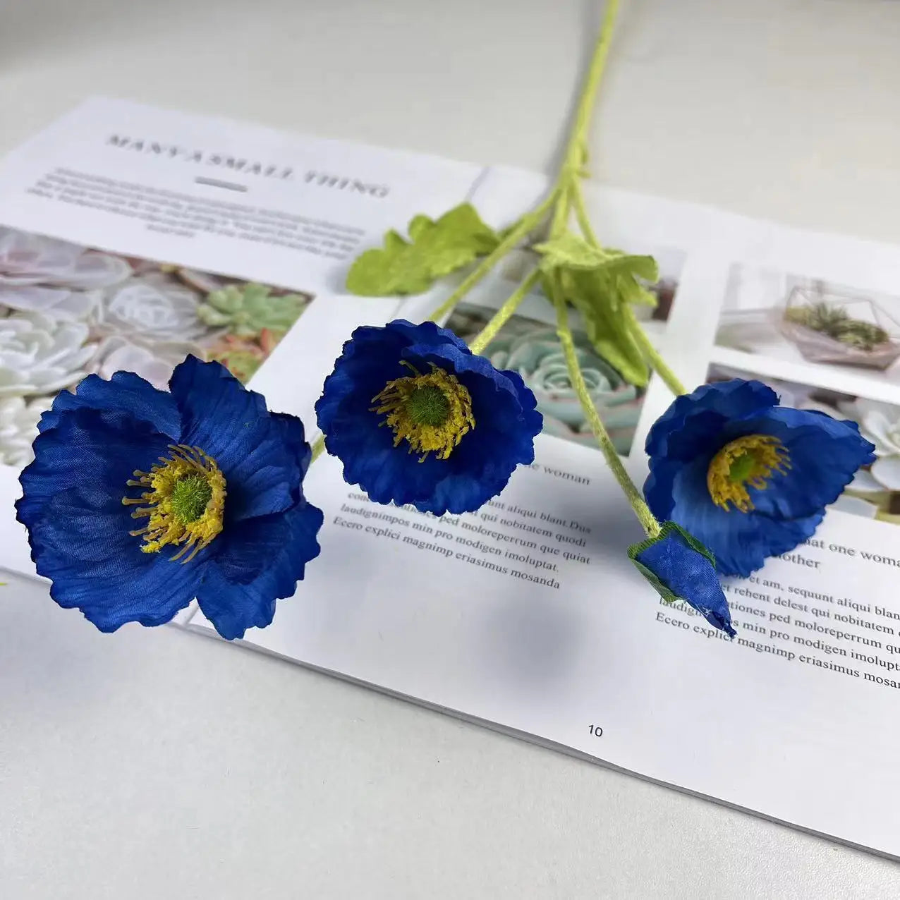 Artificial Poppy Flowers, Dark blue