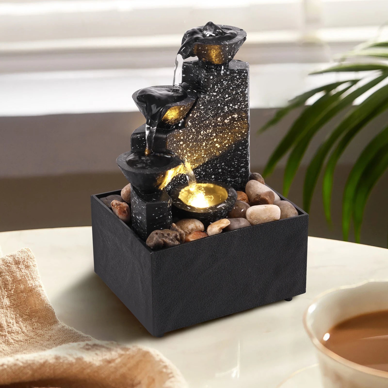 Desktop Waterfall Fountain, Front View